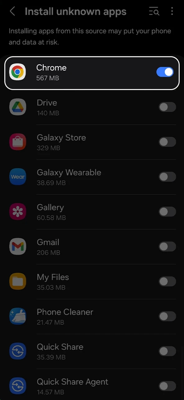 Allow installation from unknown sources to install the Rich11 APK safely.