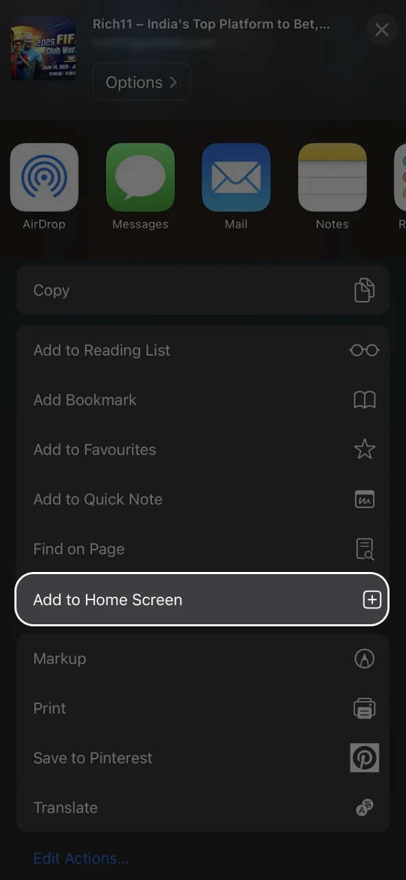 Add the Rich11 iOS app to your home screen from Safari for quick access.