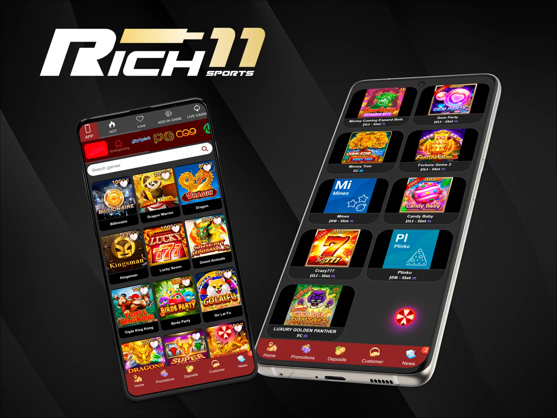 Install the Rich11 Android app to access all casino and betting features.