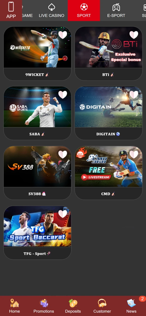 Bet on sports events through the Rich11 app with live odds and statistics.