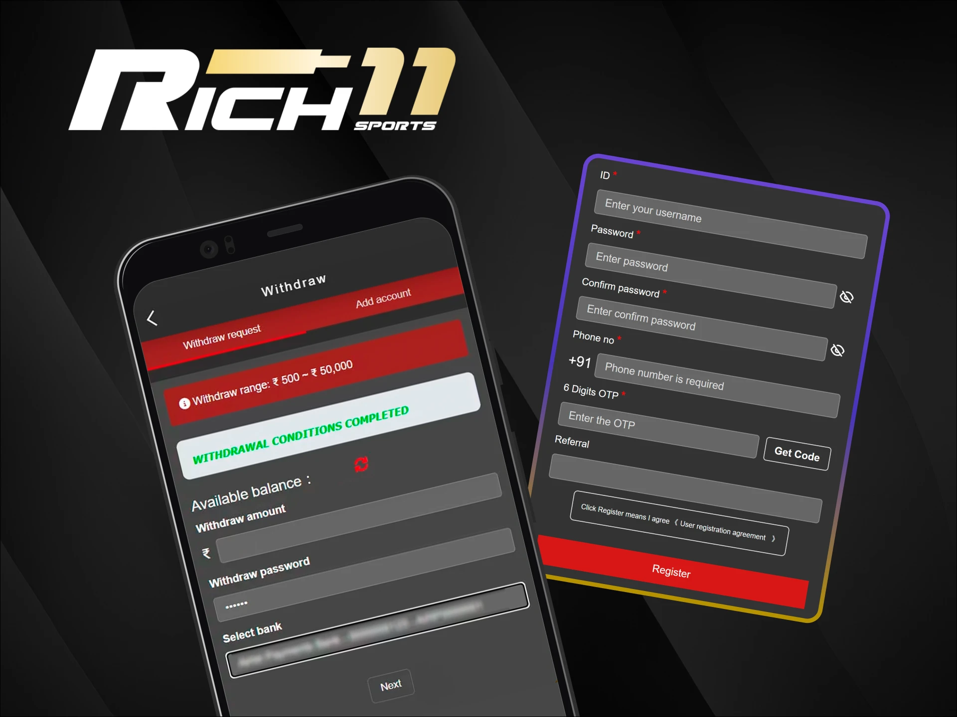 Withdraw your winnings easily through the official Rich11 app using convenient payment options.