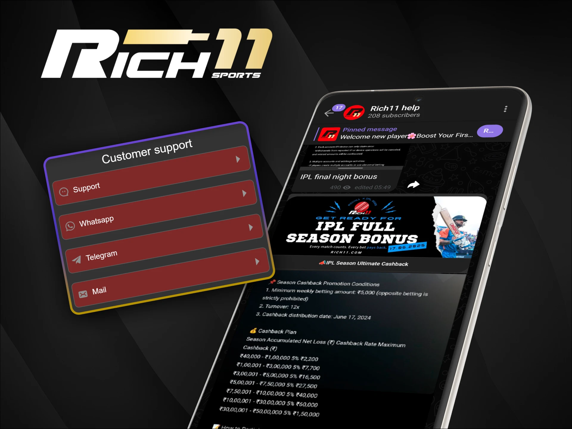 Use live chat, email, or help center to contact Rich11 support anytime for fast and reliable service.