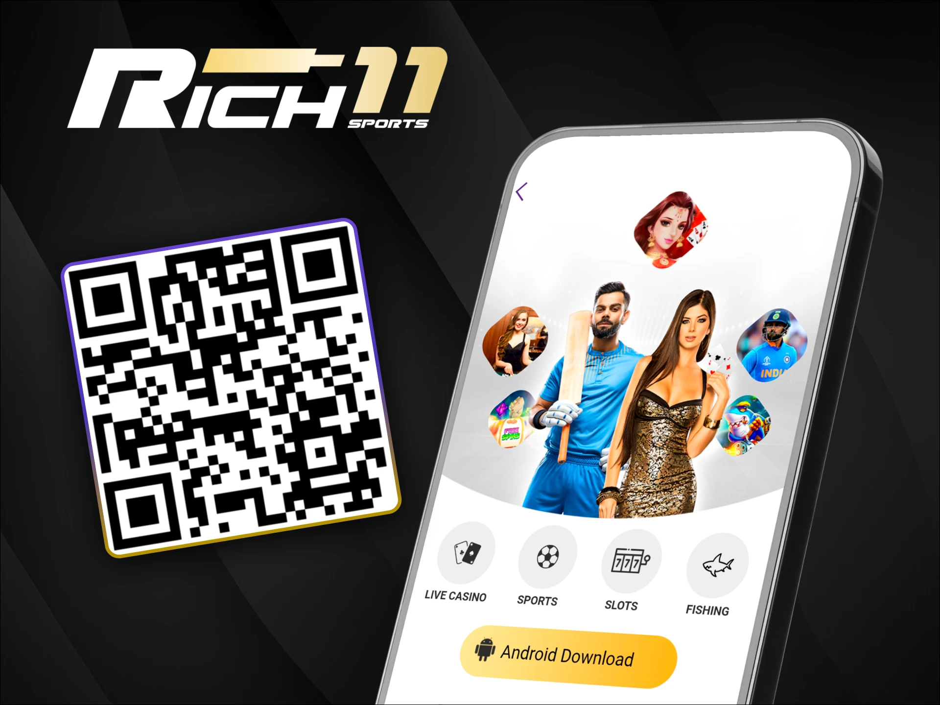Download and install the official Rich11 app on your Android device without Play Market.