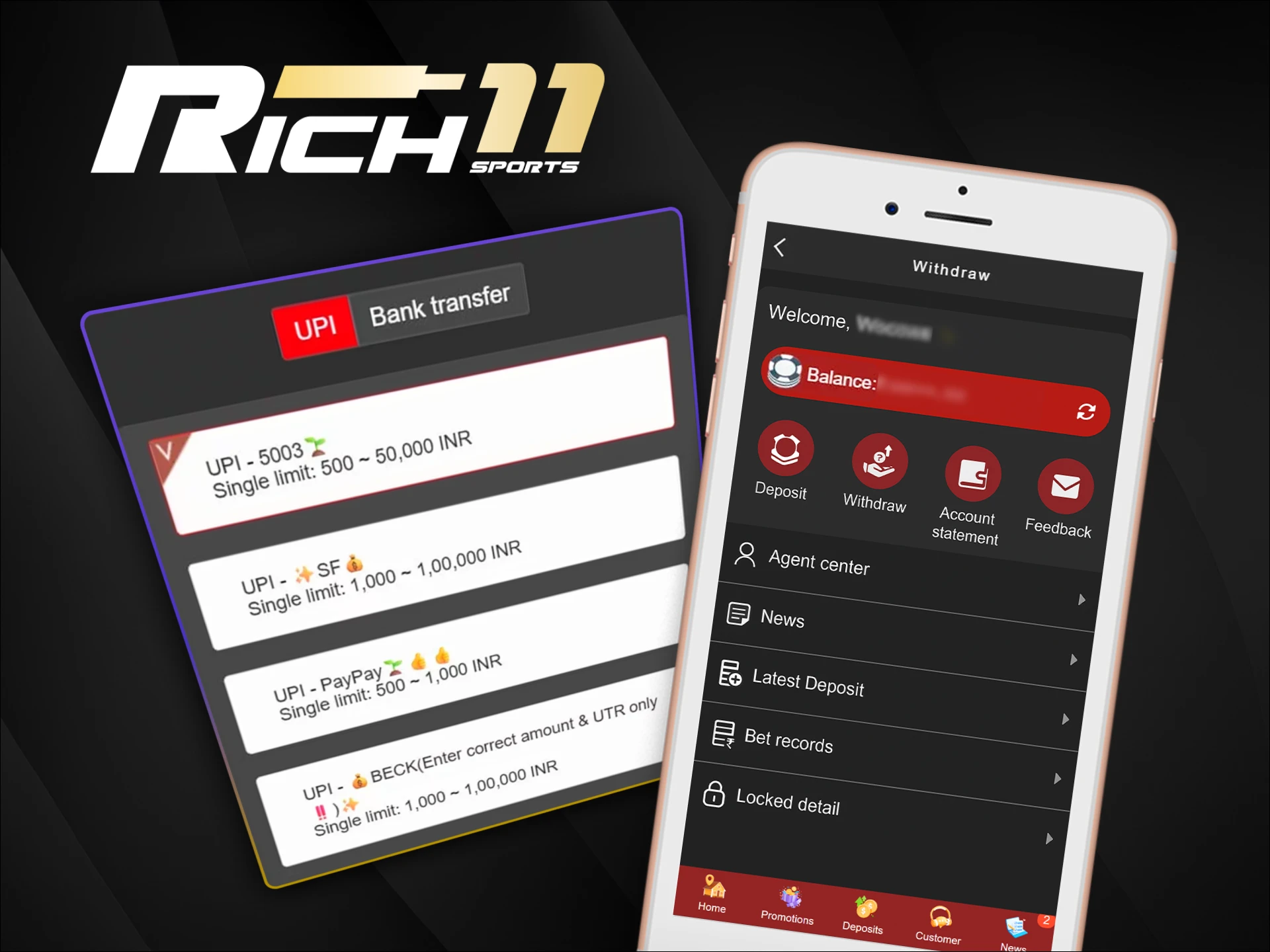 Discover safe and fast payment methods on the official Rich11 casino in India.