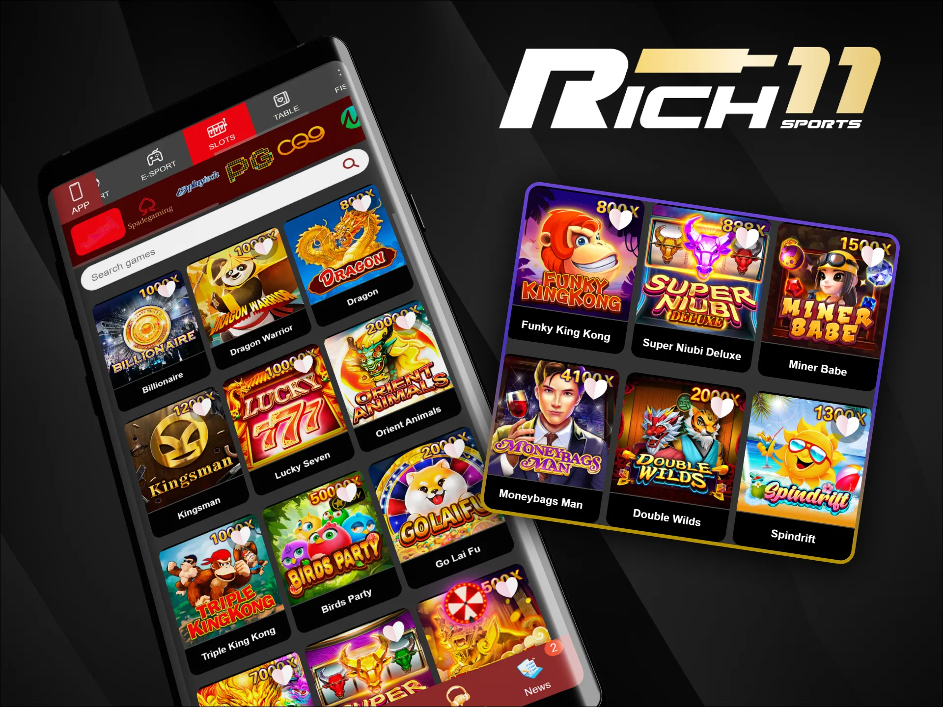 Enjoy hundreds of classic and video slots with bonuses at the official Rich11 casino.
